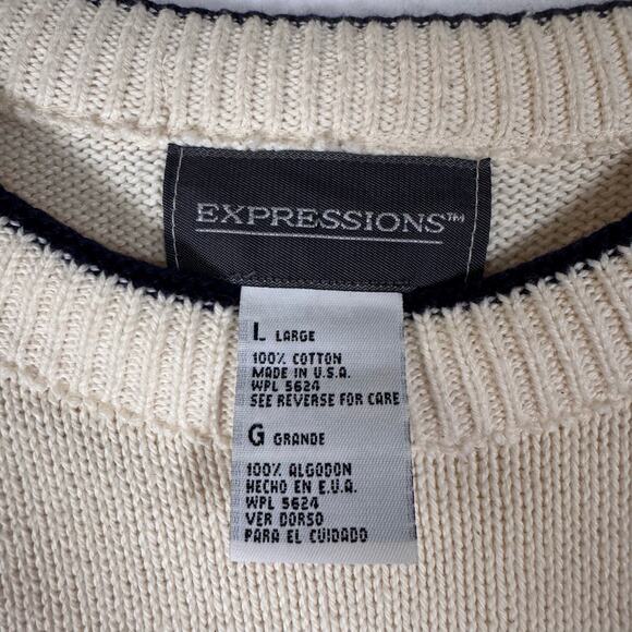 Vintage Expressions Grandpa Knit Sweater Large White Crewneck Golf Grandpacore - Picture 5 of 8